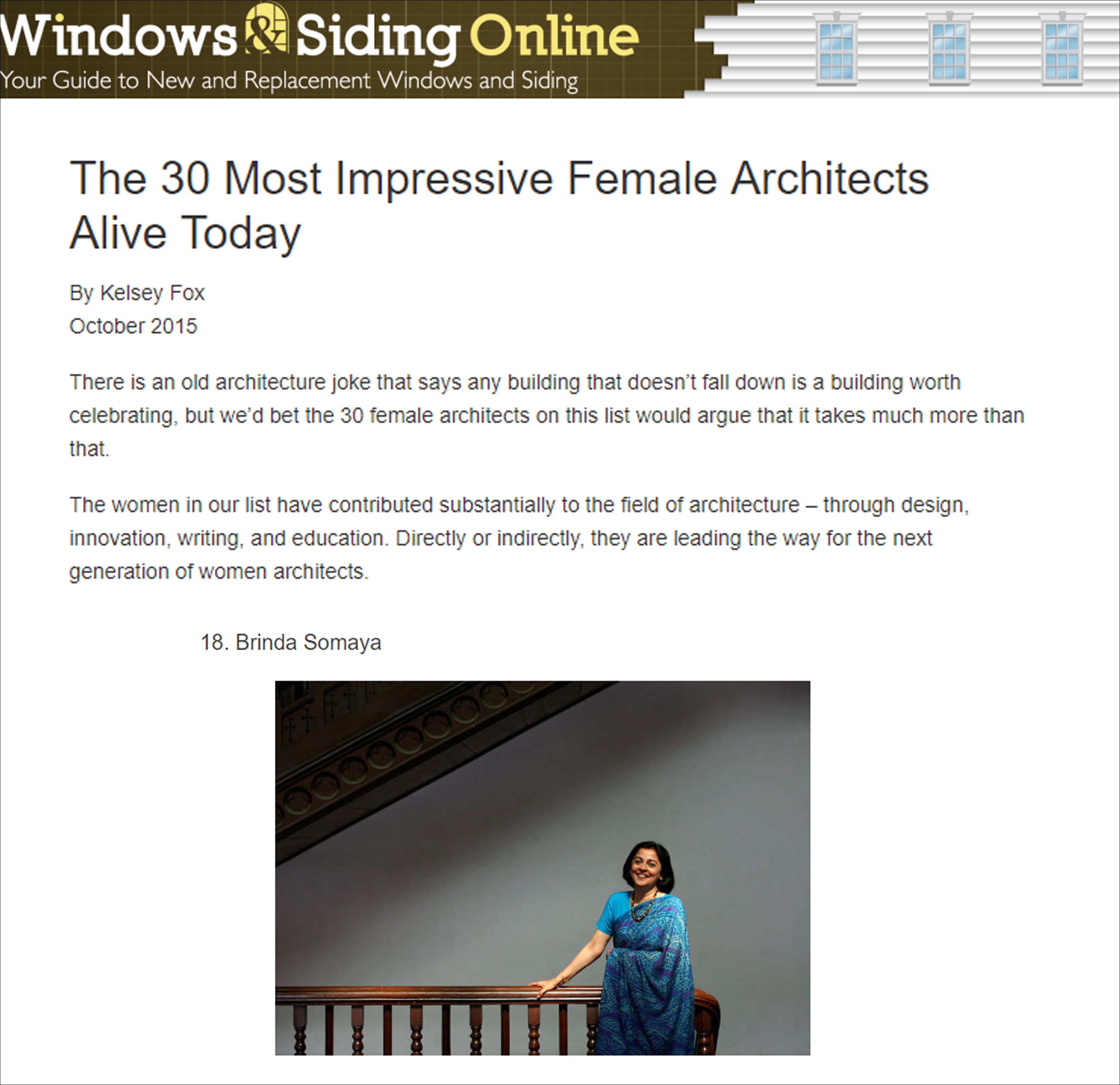 The 30 most Impressive Female Architects Alive Today, Windows & Siding Online - October 2015